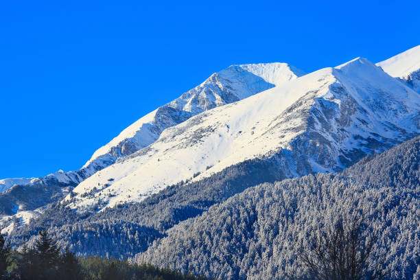 istock Snow mountains peaks and blue sky 886582476