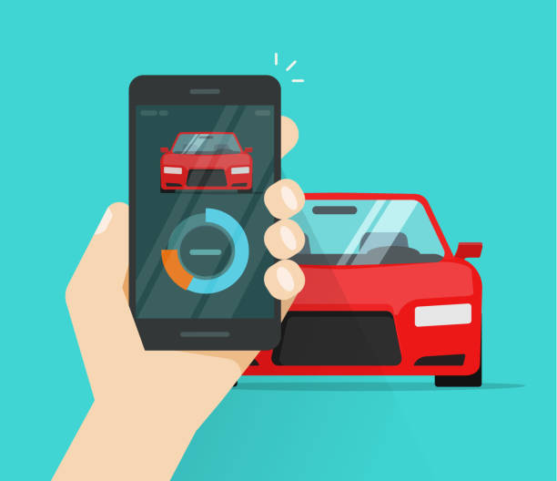 Smart Car And Smartphone Dashboard System Data Vector Illustration Flat Cartoon  Mobile Phone With Auto Diagnostic App Cellphone Connected To Automobile  Control Technology Stock Illustration - Download Image Now - iStock