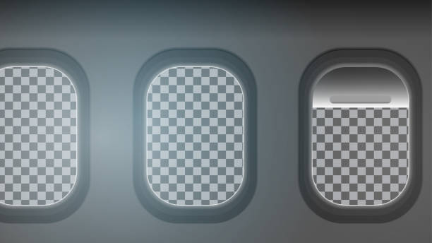 Looking out the Windows of a Plane, Transparent Background- Vector Illustration vector art illustration