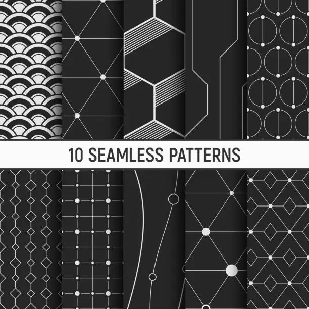 Vector illustration of Set of ten seamless patterns.