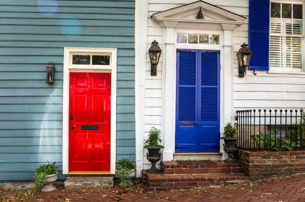 istock Colourful Wooden Front Doors 886600290