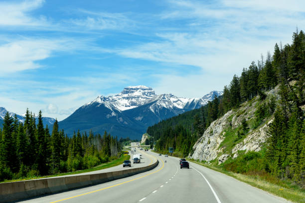 istock Open Trans-Canada Highway Canadian Rocky Mountain, Curve on Mountain Road 886625026