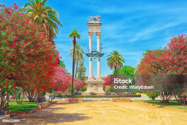 Beautiful Park In The Center Of Seville Prado De San Sebastian Stock Photo - Download Image Now