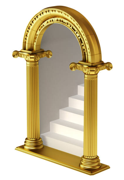 istock Golden ancient arch with stairs 886649890