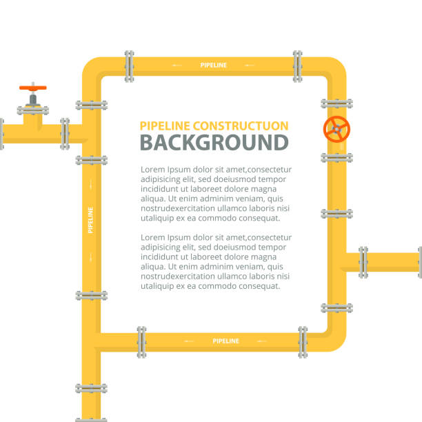 Industrial background with yellow pipeline. Pipes in shape frame for text. Industrial background with yellow pipeline. Pipes in shape frame for text. Oil, water or gas pipeline with fittings and valves. Vector illustration. plumber pipe stock illustrations