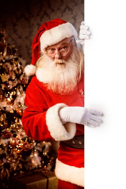 istock Santa Claus pointing on blank banner 886658614