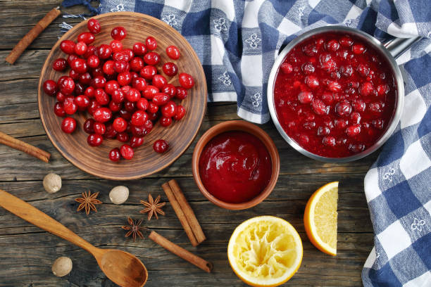 istock cranberry sauce  in a saucepan and in a bowl 886661550