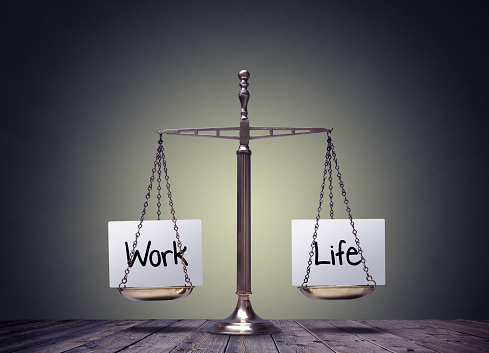 Work life balance scales business and family lifestyle choice