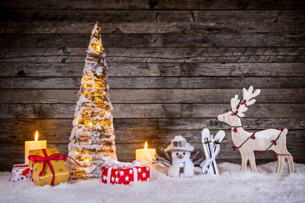 istock Christmas decoration on wooden background 886672614