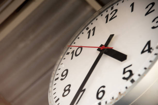 istock Close up Wall Clock in the Train Station 886673126