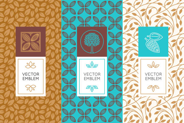 ilustrações de stock, clip art, desenhos animados e ícones de vector set of design elements and seamless patterns for chocolate - design chocolate