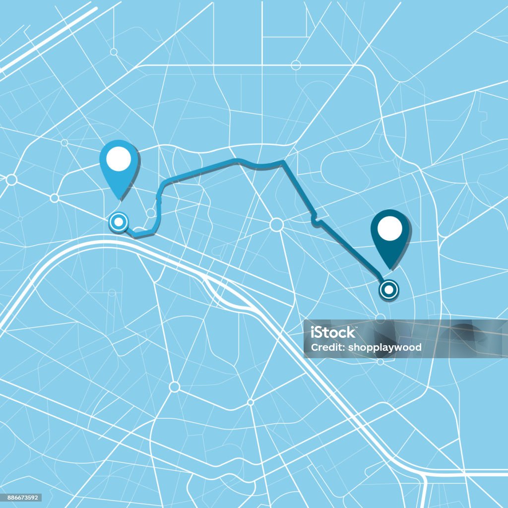 navegación mapa de ciudad - arte vectorial de Sistema de Posicionamiento Global libre de derechos