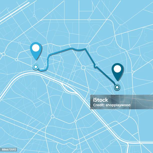 Ilustración de Navegación Mapa De Ciudad y más Vectores Libres de Derechos de Sistema de Posicionamiento Global - Sistema de Posicionamiento Global, Mapa, Mapa de la ciudad