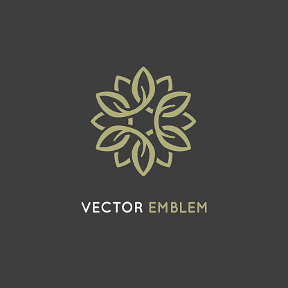 Vector design template and emblem made with infinite lines - luxury beauty spa concept - badge for yoga studios, holistic medicine centers, natural and organic food products and packaging