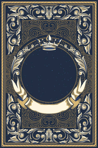 illustrazioni stock, clip art, cartoni animati e icone di tendenza di design ornato decorativo vintage - old frame medieval ellipse