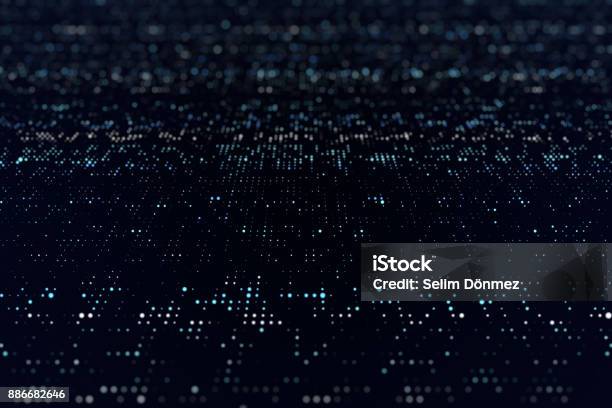 Blue Particles Particle Background Stock Photo - Download Image Now - Technology, Data, Particle