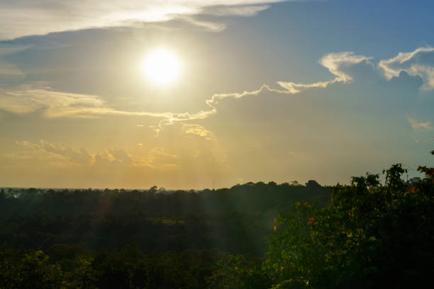 Beautiful sunset at Pha Taem National Park , Ubon Ratchathani Province , Thailand