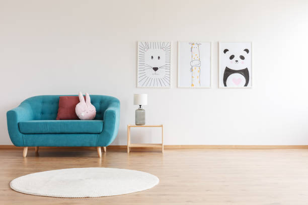 istock White carpet in kid's room 886689884
