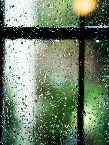 rain, window, sadness, glass - material, raindrop, drop - condensation steam window glass imagens e fotografias de stock