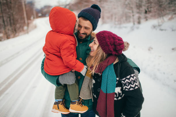 istock Family walk on the snow 886701876