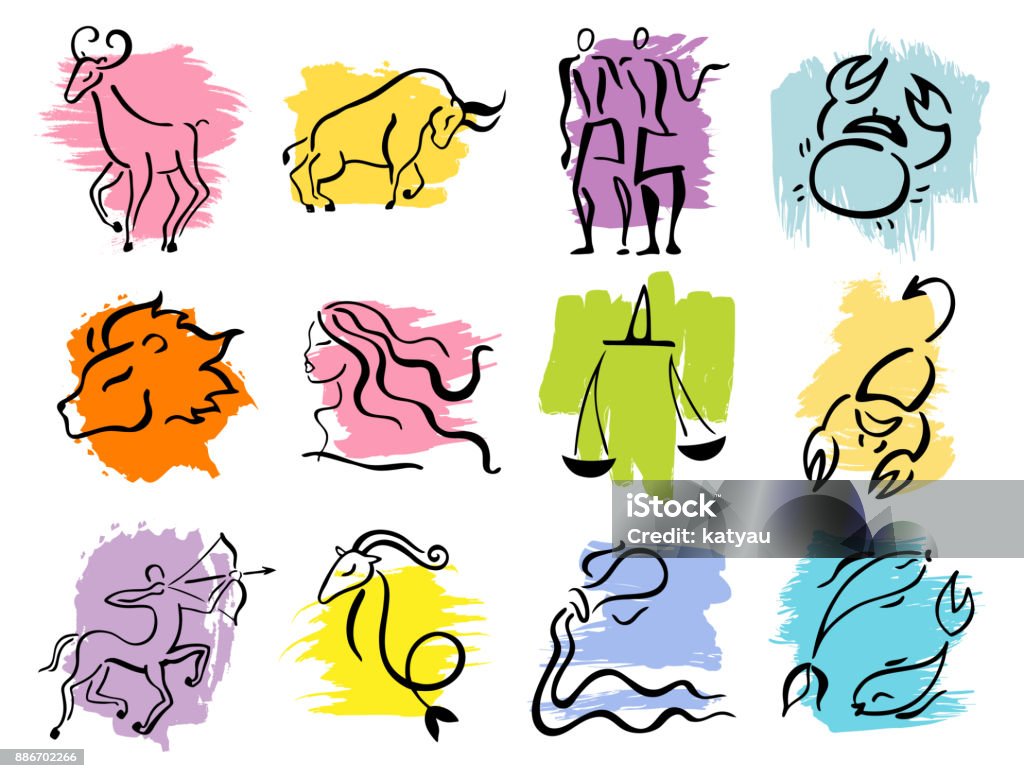 Horoscope Zodiac  Star signs, vector se Horoscope Zodiac Star signs. Illustrations of twelve. Astrology Sign stock vector