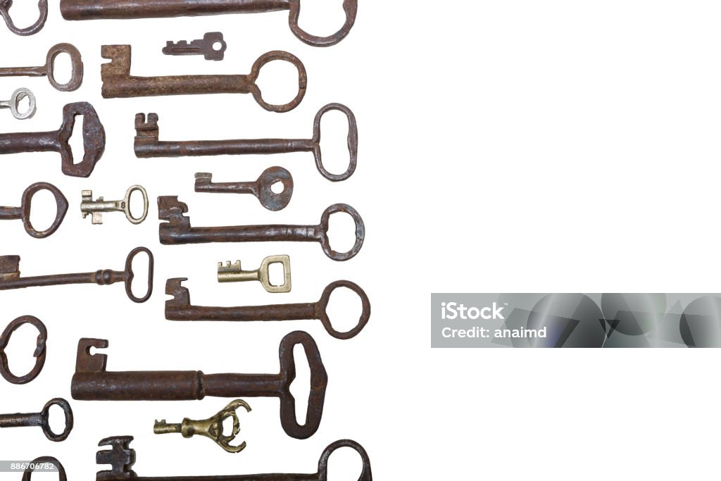 Different Rust Keys Different Size Old Rusty Keys Isolated On White Background With Copy ...