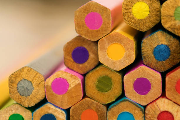istock Heap of color wooden pencil backs. Creativity background 886707762