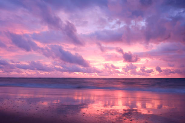 istock Beautiful sunset  with long exposure effect, motion blurred at Nai Yang Beach, Phuket, Thailand. 886711584