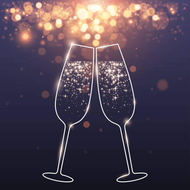 uroczyste okulary tło - champagne celebration glass black stock illustrations