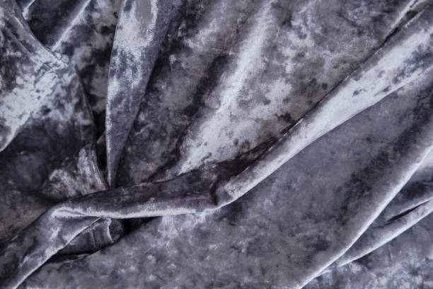 Gray glam velvet fabric. Minimal style