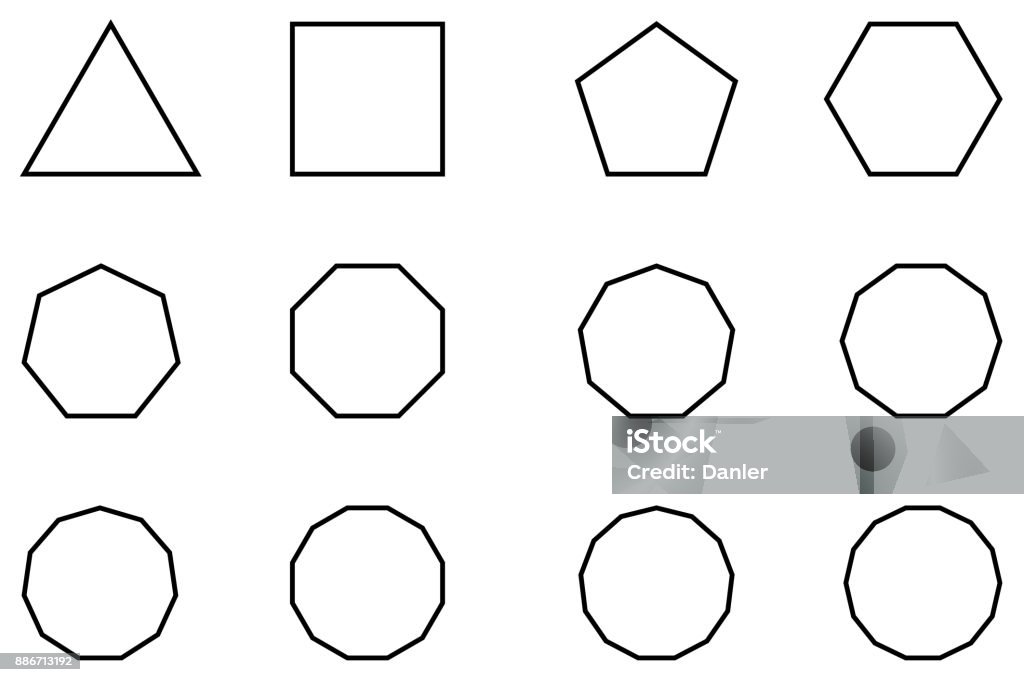 Polygon - vector set Geometric shapes set vector, Polygon - vector set - black on white background, Abstract stock vector