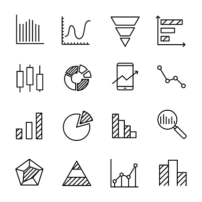 Simple set of diagram related outline icons. Elements for mobile concept and web apps. Thin line vector icons for website design and development, app development. Premium pack.