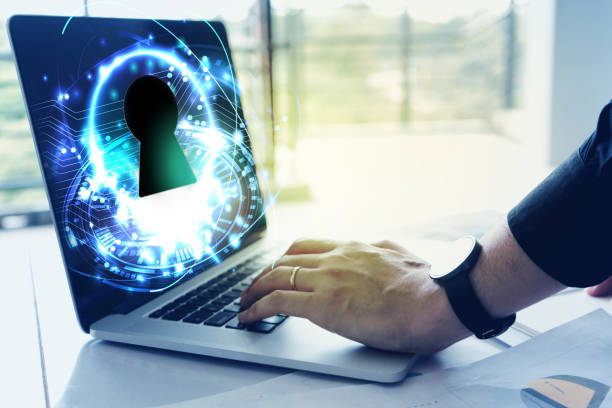istock Cyber Lock Technology on Digital Screen Protector Business Technology Privacy concept 886718642