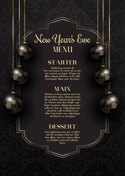 Vector illustration of Luxurious elegant New Year's Eve menu design