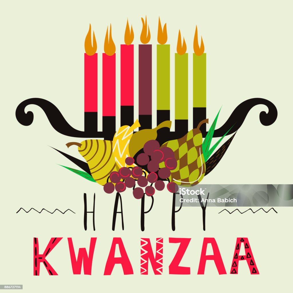 Carte de voeux Kwanzaa heureux, arrière-plan - clipart vectoriel de Kwanza libre de droits