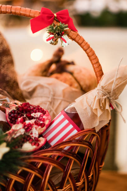 istock Christmas goods basket holiday food 886732974