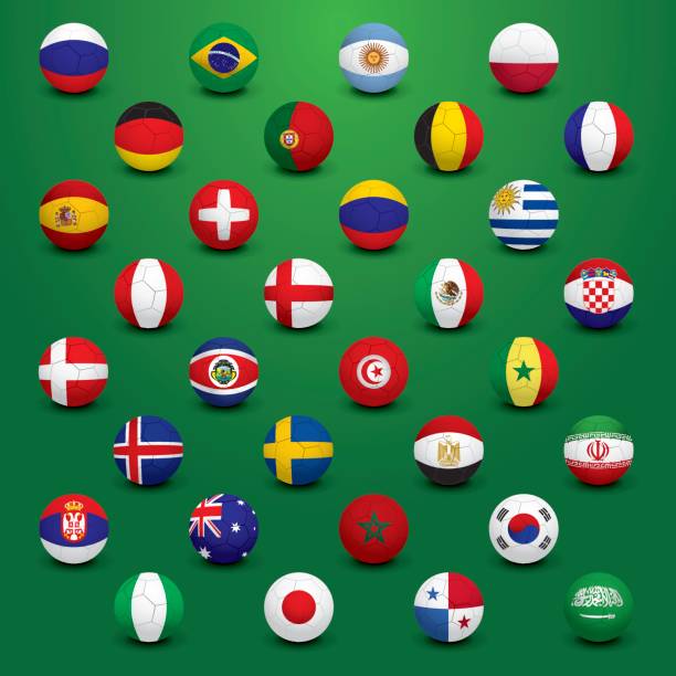 stockillustraties, clipart, cartoons en iconen met voetbal vlaggen - morocco brazil