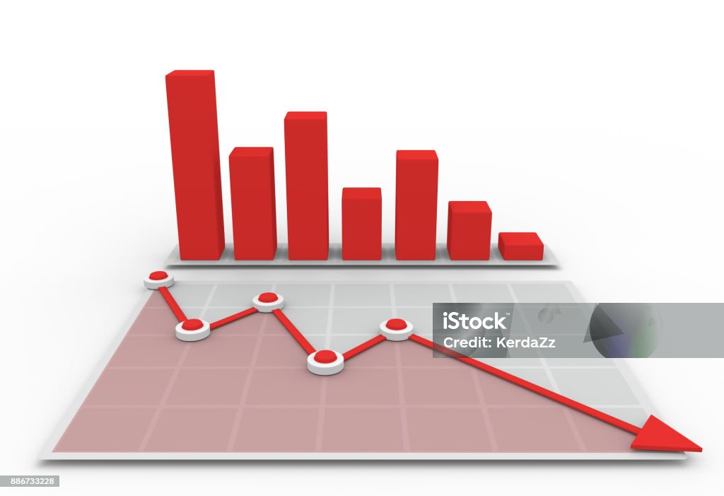Down Right Graph 3d Graph And Diagram Going Down Stock Photo - Download Image Now ...