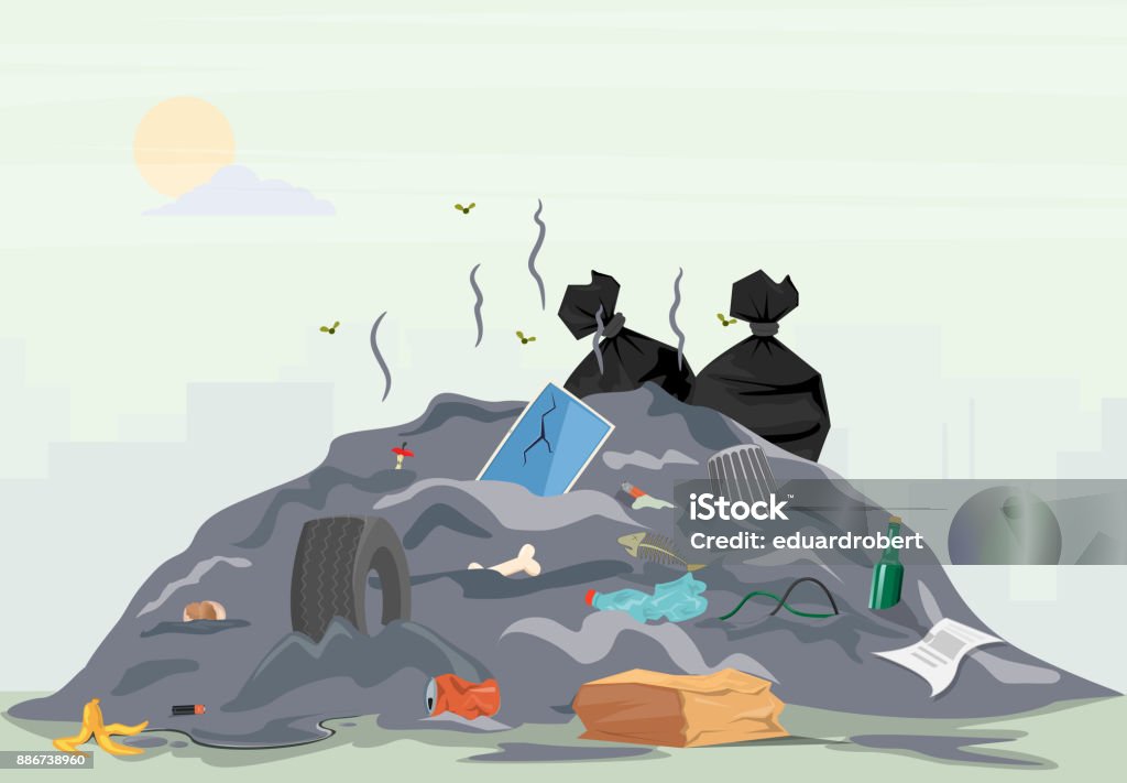 Garbage pile Waste pile that have been disposed improperly Garbage stock vector