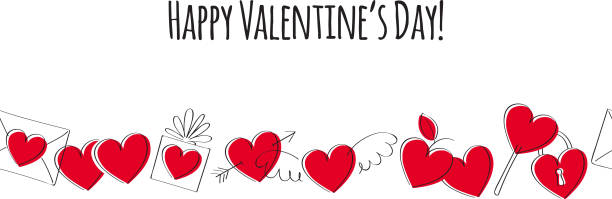 愛のシンボルとバレンタインのグリーティング カード。落書きスタイル - candy heart candy valentines day heart shape点のイラスト素材／クリップアート素材／マンガ素材／アイコン素材