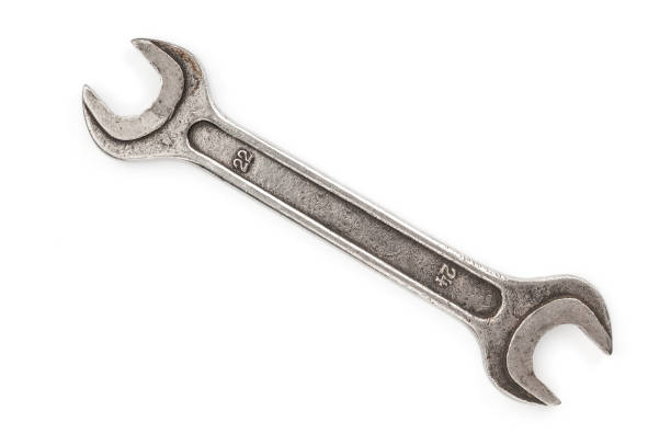istock Old wrench isolated on white background 886756066