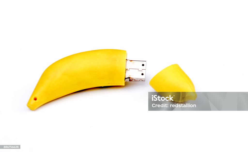 Funny USB Flash Drive,banana design, Funny USB Flash Drive,banana design, image of a USB Stick Stock Photo