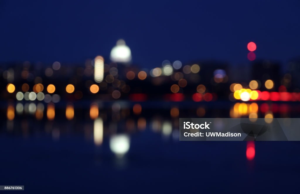 Abstrakte gebuchter Nacht Stadt Lichter Hintergrund. - Lizenzfrei Madison - Wisconsin Stock-Foto