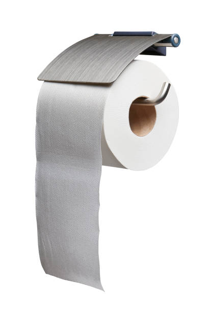 White toilet roll paper dispenser isolated on white background with clipping path