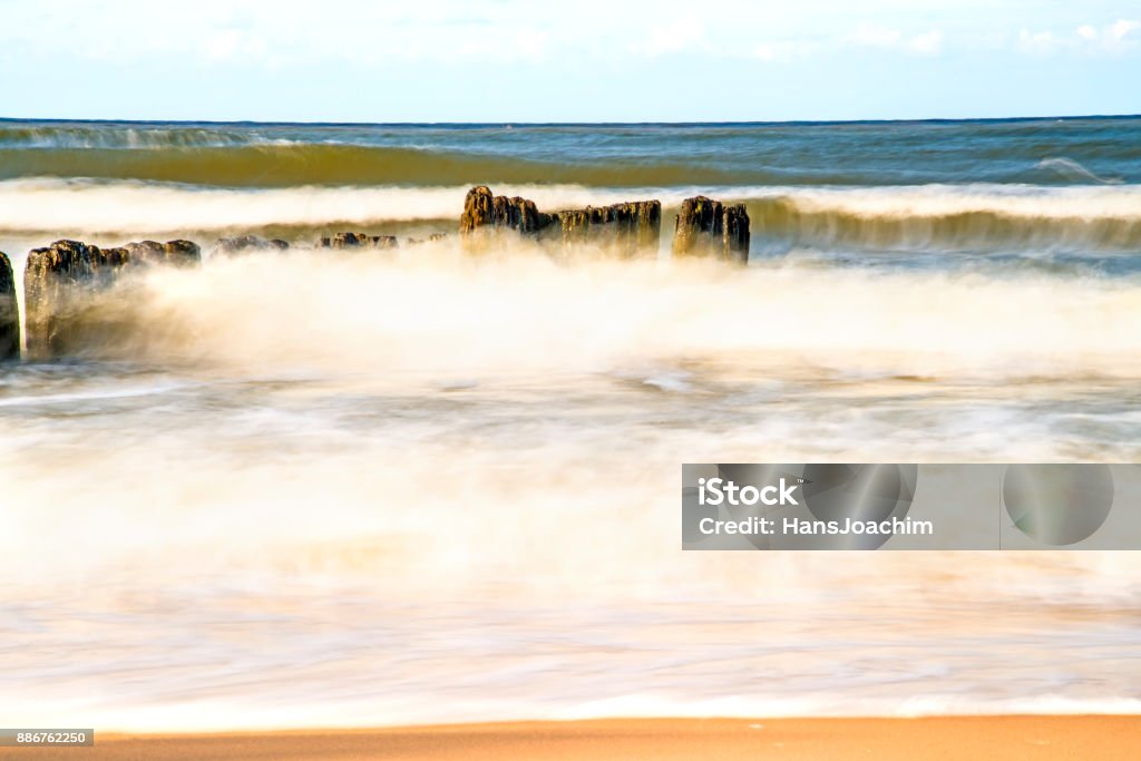 surf of the Baltic sea in long time exposure Atmospheric Mood Stock Photo