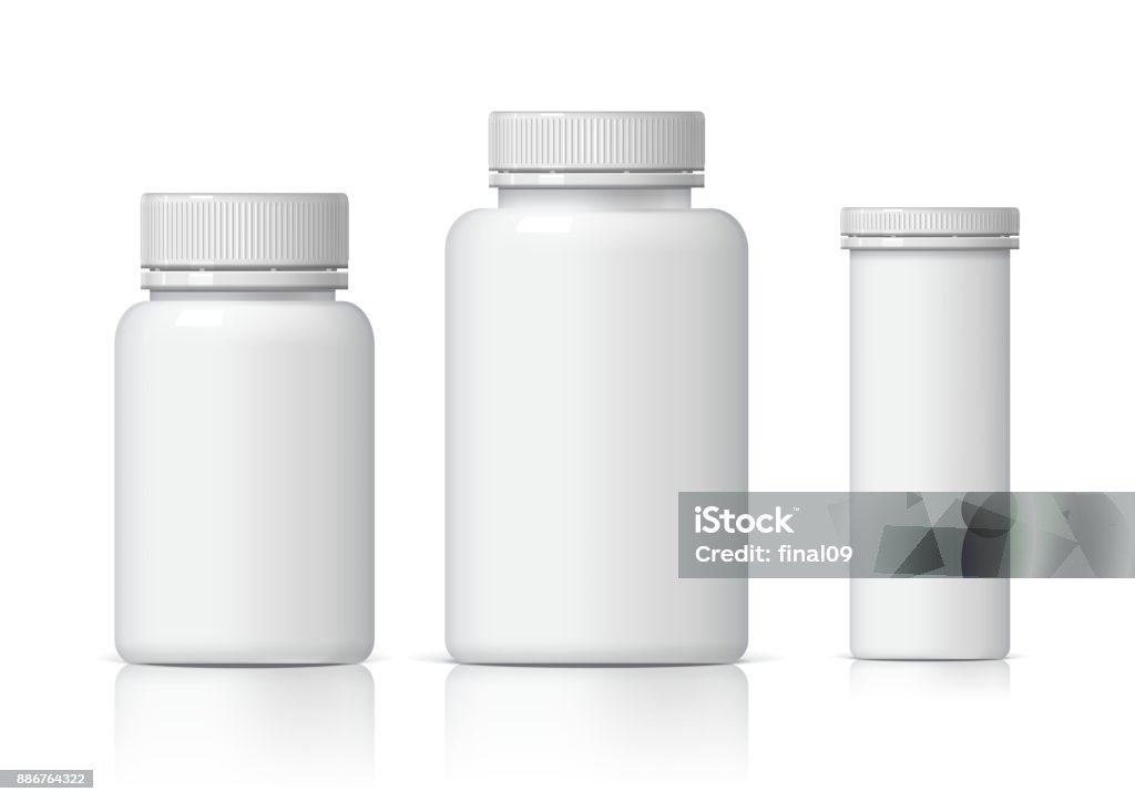 Cool Realistic White set di bottiglie di plastica. - arte vettoriale royalty-free di Bottiglia
