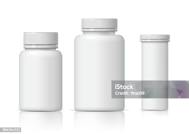 Cool Realistic White Plastic Bottle Set Stock Illustration - Download Image Now - Bottle, White Color, White People