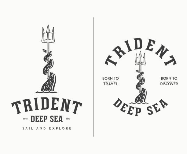 trident tiefsee-abbildung - trident stock-grafiken, -clipart, -cartoons und -symbole