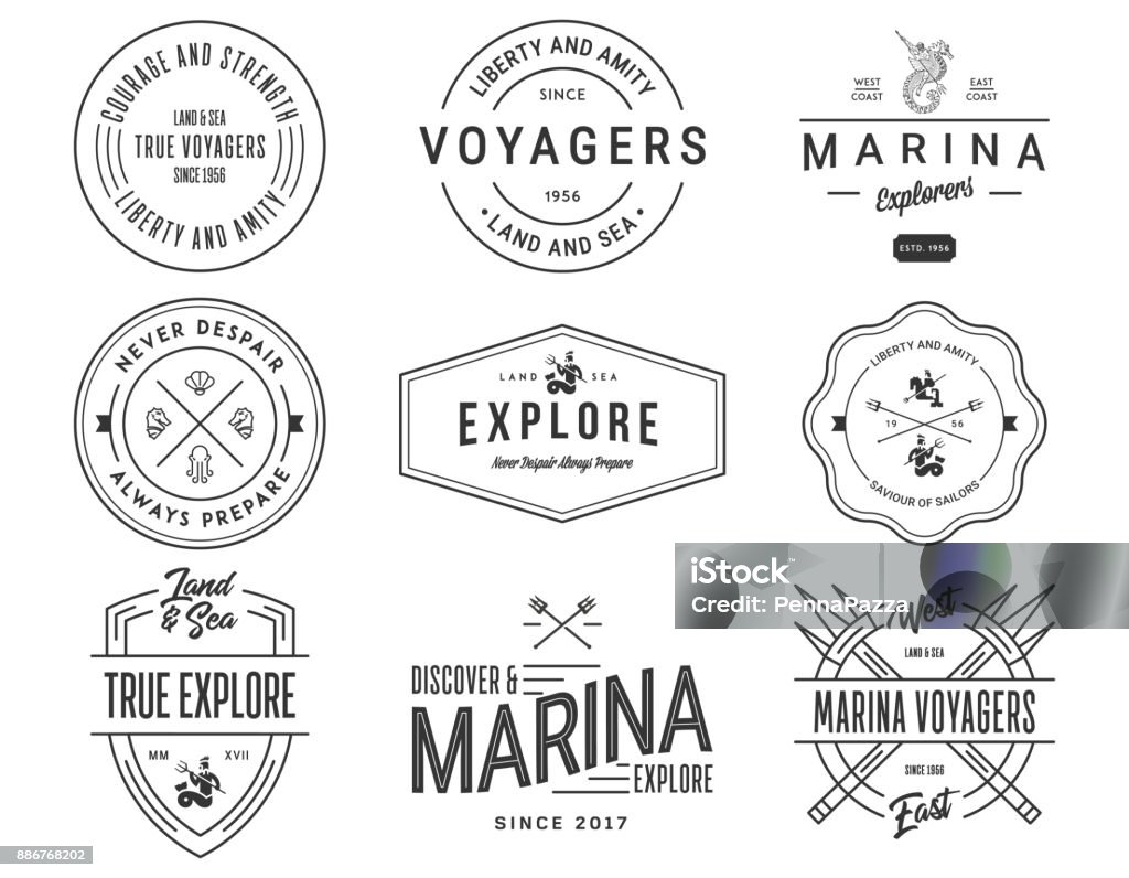 Exploration Sea Badges Exploration vector Sea Badges Badge stock vector