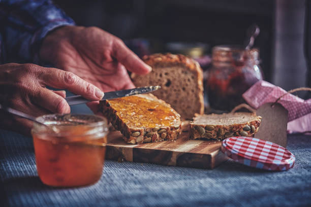 Fresh Homemade Brown Bread with Marmalade